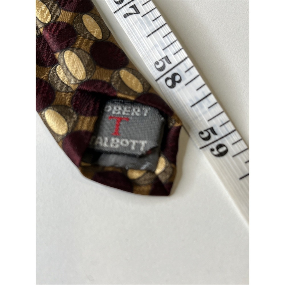Robert Talbott Parisian 4" Burgundy Gold Geometric Silk Neck Tie Quiet Luxury - Picture 6 of 6